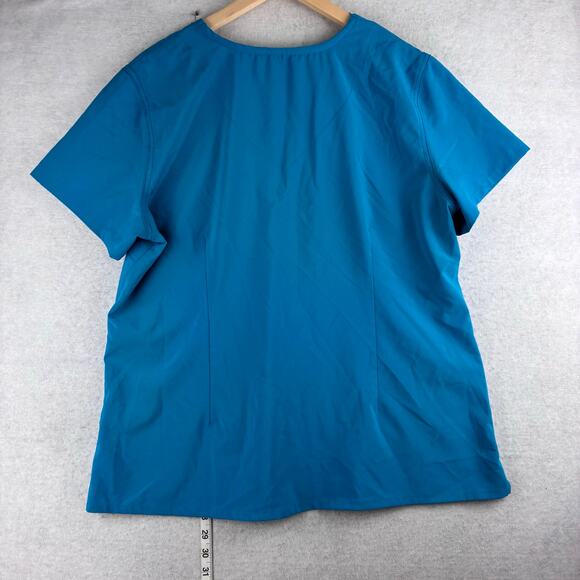 Urbane Performance Scrub Top Women's XL Teal Blue V Neck Medical Uniform Nurse - Picture 3 of 11